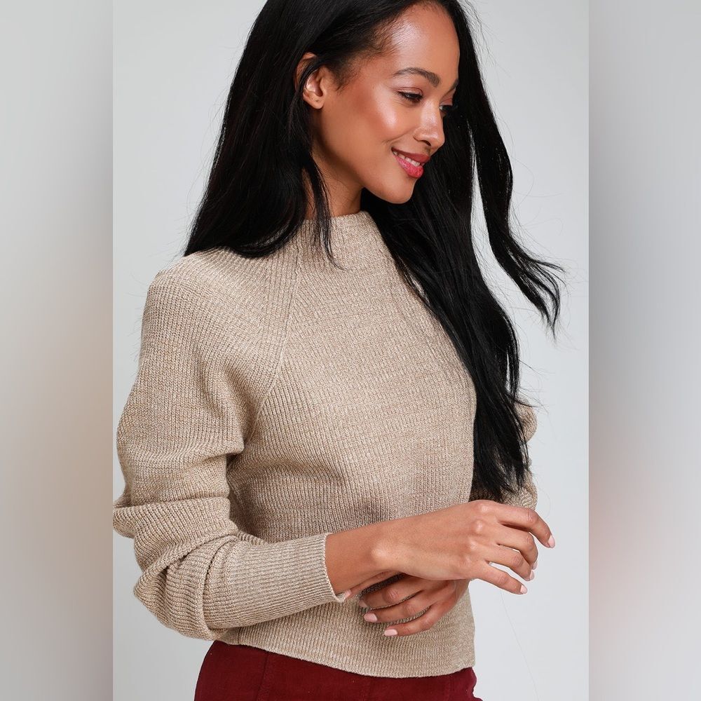 Free People Heathered Beige Knit Pullover Sweater Sz XS Stretchy-Like a New - Picture 8 of 8